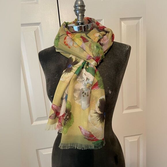 Soft Yellow Floral Scarf/Wrap - Picture 1 of 8